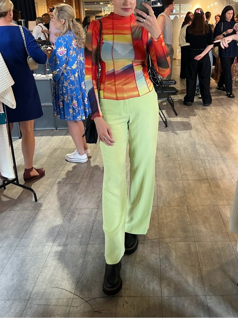 Zara Lime Green Wide-Leg Tailored Trousers – Size M